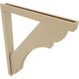 Ekena Millwork - BKTUR0352X34X42OLY05RCPR - Timberthane Faux Wood Olympic Style Bracket w/ Offset Brace, Block Ends, 3 1/2"W x 34"D x 42"H, Primed Tan