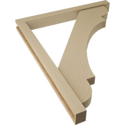 Ekena Millwork - BKTUR0352X34X42OLY05RCPR - Timberthane Faux Wood Olympic Style Bracket w/ Offset Brace, Block Ends, 3 1/2"W x 34"D x 42"H, Primed Tan
