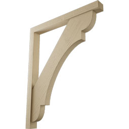 Ekena Millwork - BKTUR0352X34X42OLY05RCPR - Timberthane Faux Wood Olympic Style Bracket w/ Offset Brace, Block Ends, 3 1/2"W x 34"D x 42"H, Primed Tan