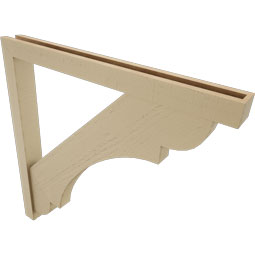 Ekena Millwork - BKTUR0352X36X36OLY05RCPR - Timberthane Faux Wood Olympic Style Bracket w/ Offset Brace, Block Ends, 3 1/2"W x 36"D x 36"H, Primed Tan