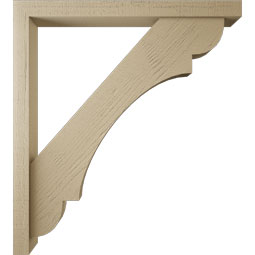 Ekena Millwork - BKTUR0352X36X40OLY05RCPR - Timberthane Faux Wood Olympic Style Bracket w/ Offset Brace, Block Ends, 3 1/2"W x 36"D x 40"H, Primed Tan