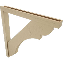 Ekena Millwork - BKTUR0352X36X40OLY05RCPR - Timberthane Faux Wood Olympic Style Bracket w/ Offset Brace, Block Ends, 3 1/2"W x 36"D x 40"H, Primed Tan