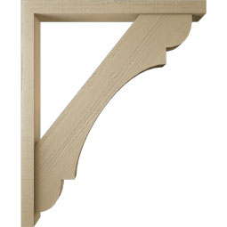 Ekena Millwork - BKTUR0352X36X44OLY05RCPR - Timberthane Faux Wood Olympic Style Bracket w/ Offset Brace, Block Ends, 3 1/2"W x 36"D x 44"H, Primed Tan