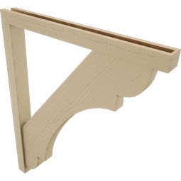Ekena Millwork - BKTUR0352X36X44OLY05RCPR - Timberthane Faux Wood Olympic Style Bracket w/ Offset Brace, Block Ends, 3 1/2"W x 36"D x 44"H, Primed Tan