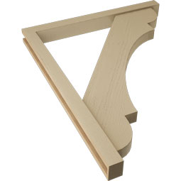 Ekena Millwork - BKTUR0352X36X44OLY05RCPR - Timberthane Faux Wood Olympic Style Bracket w/ Offset Brace, Block Ends, 3 1/2"W x 36"D x 44"H, Primed Tan