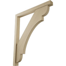 Ekena Millwork - BKTUR0352X36X44OLY05RCPR - Timberthane Faux Wood Olympic Style Bracket w/ Offset Brace, Block Ends, 3 1/2"W x 36"D x 44"H, Primed Tan