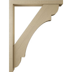 Ekena Millwork - BKTUR0352X36X48OLY05RCPR - Timberthane Faux Wood Olympic Style Bracket w/ Offset Brace, Block Ends, 3 1/2"W x 36"D x 48"H, Primed Tan
