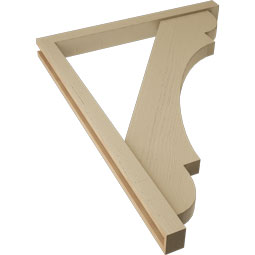 Ekena Millwork - BKTUR0352X36X48OLY05RCPR - Timberthane Faux Wood Olympic Style Bracket w/ Offset Brace, Block Ends, 3 1/2"W x 36"D x 48"H, Primed Tan