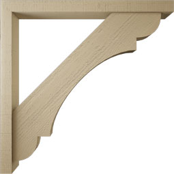 Ekena Millwork - BKTUR0352X38X38OLY05RCPR - Timberthane Faux Wood Olympic Style Bracket w/ Offset Brace, Block Ends, 3 1/2"W x 38"D x 38"H, Primed Tan