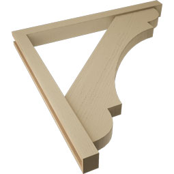 Ekena Millwork - BKTUR0352X38X38OLY05RCPR - Timberthane Faux Wood Olympic Style Bracket w/ Offset Brace, Block Ends, 3 1/2"W x 38"D x 38"H, Primed Tan
