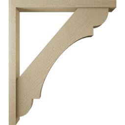 Ekena Millwork - BKTUR0352X38X44OLY05RCPR - Timberthane Faux Wood Olympic Style Bracket w/ Offset Brace, Block Ends, 3 1/2"W x 38"D x 44"H, Primed Tan