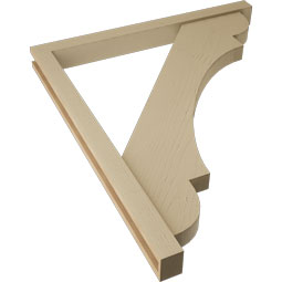 Ekena Millwork - BKTUR0352X38X44OLY05RCPR - Timberthane Faux Wood Olympic Style Bracket w/ Offset Brace, Block Ends, 3 1/2"W x 38"D x 44"H, Primed Tan