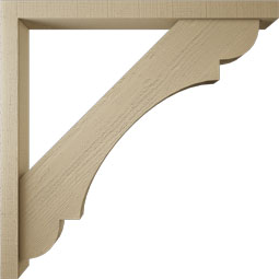 Ekena Millwork - BKTUR0352X40X40OLY05RCPR - Timberthane Faux Wood Olympic Style Bracket w/ Offset Brace, Block Ends, 3 1/2"W x 40"D x 40"H, Primed Tan