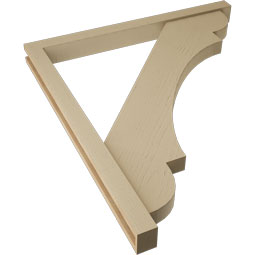 Ekena Millwork - BKTUR0352X40X44OLY05RCPR - Timberthane Faux Wood Olympic Style Bracket w/ Offset Brace, Block Ends, 3 1/2"W x 40"D x 44"H, Primed Tan