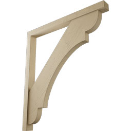 Ekena Millwork - BKTUR0352X40X44OLY05RCPR - Timberthane Faux Wood Olympic Style Bracket w/ Offset Brace, Block Ends, 3 1/2"W x 40"D x 44"H, Primed Tan