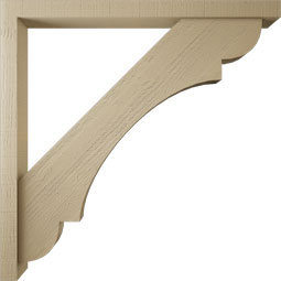 Ekena Millwork - BKTUR0352X42X42OLY05RCPR - Timberthane Faux Wood Olympic Style Bracket w/ Offset Brace, Block Ends, 3 1/2"W x 42"D x 42"H, Primed Tan