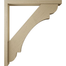 Ekena Millwork - BKTUR0352X42X48OLY05RCPR - Timberthane Faux Wood Olympic Style Bracket w/ Offset Brace, Block Ends, 3 1/2"W x 42"D x 48"H, Primed Tan