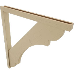 Ekena Millwork - BKTUR0352X42X48OLY05RCPR - Timberthane Faux Wood Olympic Style Bracket w/ Offset Brace, Block Ends, 3 1/2"W x 42"D x 48"H, Primed Tan