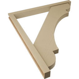 Ekena Millwork - BKTUR0352X42X48OLY05RCPR - Timberthane Faux Wood Olympic Style Bracket w/ Offset Brace, Block Ends, 3 1/2"W x 42"D x 48"H, Primed Tan