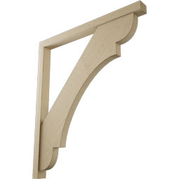 Ekena Millwork - BKTUR0352X42X48OLY05RCPR - Timberthane Faux Wood Olympic Style Bracket w/ Offset Brace, Block Ends, 3 1/2"W x 42"D x 48"H, Primed Tan