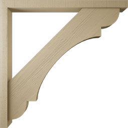 Ekena Millwork - BKTUR0352X44X44OLY05RCPR - Timberthane Faux Wood Olympic Style Bracket w/ Offset Brace, Block Ends, 3 1/2"W x 44"D x 44"H, Primed Tan