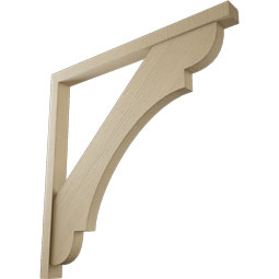 Ekena Millwork - BKTUR0352X44X44OLY05RCPR - Timberthane Faux Wood Olympic Style Bracket w/ Offset Brace, Block Ends, 3 1/2"W x 44"D x 44"H, Primed Tan