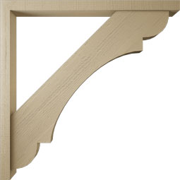 Ekena Millwork - BKTUR0352X46X46OLY05RCPR - Timberthane Faux Wood Olympic Style Bracket w/ Offset Brace, Block Ends, 3 1/2"W x 46"D x 46"H, Primed Tan