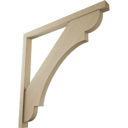 Ekena Millwork - BKTUR0352X46X46OLY05RCPR - Timberthane Faux Wood Olympic Style Bracket w/ Offset Brace, Block Ends, 3 1/2"W x 46"D x 46"H, Primed Tan