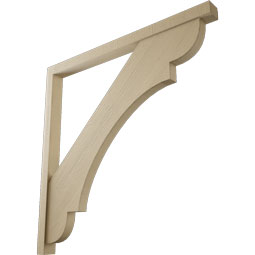 Ekena Millwork - BKTUR0352X48X48OLY05RCPR - Timberthane Faux Wood Olympic Style Bracket w/ Offset Brace, Block Ends, 3 1/2"W x 48"D x 48"H, Primed Tan
