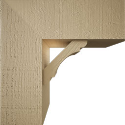 Ekena Millwork - BKTUR0554X14X14OLY05RCPR - Timberthane Faux Wood Olympic Style Bracket w/ Offset Brace, Block Ends, 5 1/2"W x 14"D x 14"H, Primed Tan