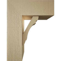 Ekena Millwork - BKTUR0554X14X18OLY05RCPR - Timberthane Faux Wood Olympic Style Bracket w/ Offset Brace, Block Ends, 5 1/2"W x 14"D x 18"H, Primed Tan