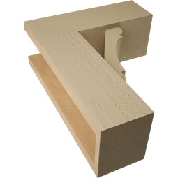 Ekena Millwork - BKTUR0554X14X18OLY05RCPR - Timberthane Faux Wood Olympic Style Bracket w/ Offset Brace, Block Ends, 5 1/2"W x 14"D x 18"H, Primed Tan