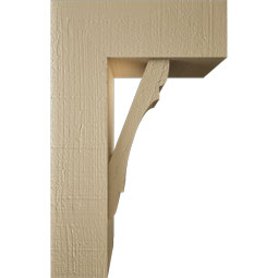 Ekena Millwork - BKTUR0554X14X22OLY05RCPR - Timberthane Faux Wood Olympic Style Bracket w/ Offset Brace, Block Ends, 5 1/2"W x 14"D x 22"H, Primed Tan