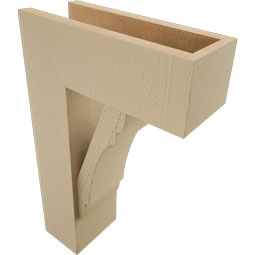 Ekena Millwork - BKTUR0554X14X22OLY05RCPR - Timberthane Faux Wood Olympic Style Bracket w/ Offset Brace, Block Ends, 5 1/2"W x 14"D x 22"H, Primed Tan