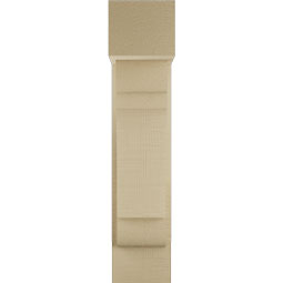 Ekena Millwork - BKTUR0554X14X26OLY05RCPR - Timberthane Faux Wood Olympic Style Bracket w/ Offset Brace, Block Ends, 5 1/2"W x 14"D x 26"H, Primed Tan