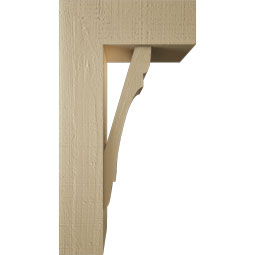 Ekena Millwork - BKTUR0554X14X26OLY05RCPR - Timberthane Faux Wood Olympic Style Bracket w/ Offset Brace, Block Ends, 5 1/2"W x 14"D x 26"H, Primed Tan