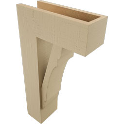 Ekena Millwork - BKTUR0554X14X26OLY05RCPR - Timberthane Faux Wood Olympic Style Bracket w/ Offset Brace, Block Ends, 5 1/2"W x 14"D x 26"H, Primed Tan