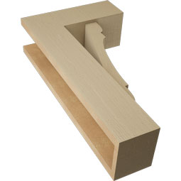 Ekena Millwork - BKTUR0554X14X26OLY05RCPR - Timberthane Faux Wood Olympic Style Bracket w/ Offset Brace, Block Ends, 5 1/2"W x 14"D x 26"H, Primed Tan