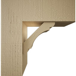 Ekena Millwork - BKTUR0554X16X16OLY05RCPR - Timberthane Faux Wood Olympic Style Bracket w/ Offset Brace, Block Ends, 5 1/2"W x 16"D x 16"H, Primed Tan