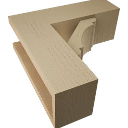 Ekena Millwork - BKTUR0554X16X16OLY05RCPR - Timberthane Faux Wood Olympic Style Bracket w/ Offset Brace, Block Ends, 5 1/2"W x 16"D x 16"H, Primed Tan