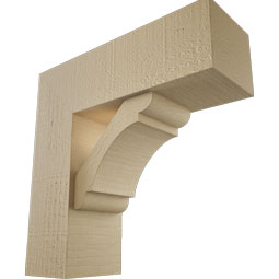 Ekena Millwork - BKTUR0554X16X16OLY05RCPR - Timberthane Faux Wood Olympic Style Bracket w/ Offset Brace, Block Ends, 5 1/2"W x 16"D x 16"H, Primed Tan