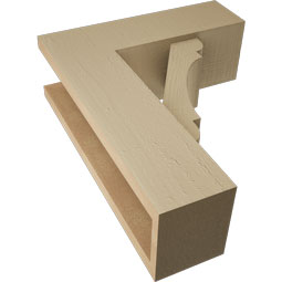 Ekena Millwork - BKTUR0554X16X20OLY05RCPR - Timberthane Faux Wood Olympic Style Bracket w/ Offset Brace, Block Ends, 5 1/2"W x 16"D x 20"H, Primed Tan