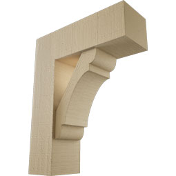 Ekena Millwork - BKTUR0554X16X20OLY05RCPR - Timberthane Faux Wood Olympic Style Bracket w/ Offset Brace, Block Ends, 5 1/2"W x 16"D x 20"H, Primed Tan
