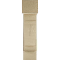 Ekena Millwork - BKTUR0554X16X24OLY05RCPR - Timberthane Faux Wood Olympic Style Bracket w/ Offset Brace, Block Ends, 5 1/2"W x 16"D x 24"H, Primed Tan