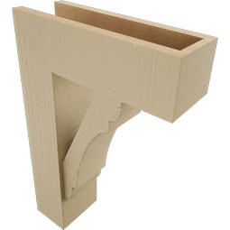 Ekena Millwork - BKTUR0554X16X24OLY05RCPR - Timberthane Faux Wood Olympic Style Bracket w/ Offset Brace, Block Ends, 5 1/2"W x 16"D x 24"H, Primed Tan