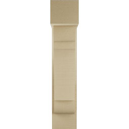 Ekena Millwork - BKTUR0554X16X28OLY05RCPR - Timberthane Faux Wood Olympic Style Bracket w/ Offset Brace, Block Ends, 5 1/2"W x 16"D x 28"H, Primed Tan