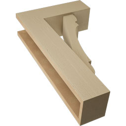 Ekena Millwork - BKTUR0554X16X28OLY05RCPR - Timberthane Faux Wood Olympic Style Bracket w/ Offset Brace, Block Ends, 5 1/2"W x 16"D x 28"H, Primed Tan