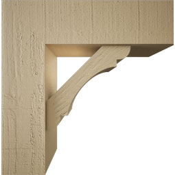 Ekena Millwork - BKTUR0554X18X18OLY05RCPR - Timberthane Faux Wood Olympic Style Bracket w/ Offset Brace, Block Ends, 5 1/2"W x 18"D x 18"H, Primed Tan