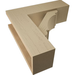 Ekena Millwork - BKTUR0554X18X18OLY05RCPR - Timberthane Faux Wood Olympic Style Bracket w/ Offset Brace, Block Ends, 5 1/2"W x 18"D x 18"H, Primed Tan