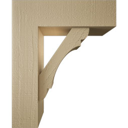Ekena Millwork - BKTUR0554X18X22OLY05RCPR - Timberthane Faux Wood Olympic Style Bracket w/ Offset Brace, Block Ends, 5 1/2"W x 18"D x 22"H, Primed Tan